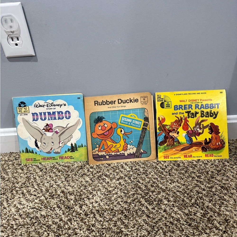 Vintage Kids Read Along Books Vinyl Record Lot